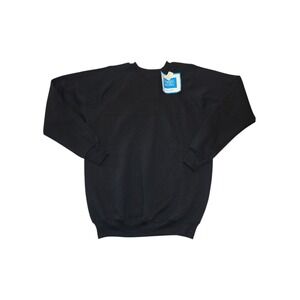 Vintage Hanes Her Way USA Sweatshirt Black NWT XL Blank Raglan Fleece 90s